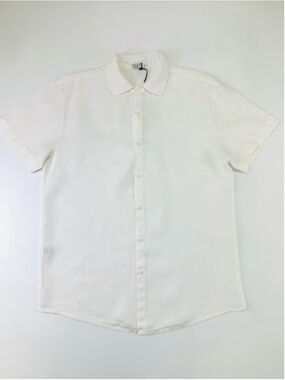 MIDA Undici Linen White Shirt Classic Slim Fit Italian Summer Resort Wedding